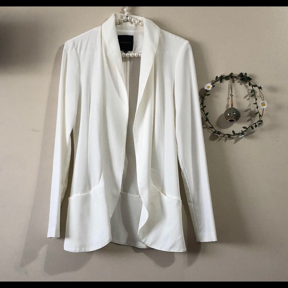 Cream open blazer from Dynamite